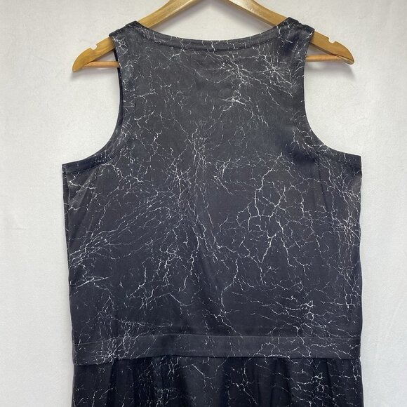 Theory Shaima Cracked Leather Print Silk Shift Dress Women 8 Black Sleeveless - Picture 11 of 12
